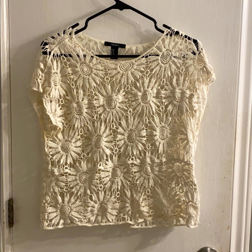 See Thru Lace Flower T